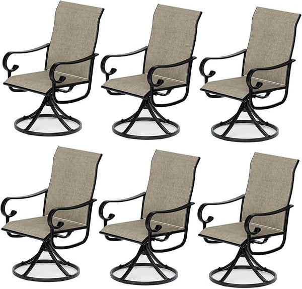 Patio Swivel Chairs Set of 6, Outdoor Dining Chairs with High Back - Photo 1