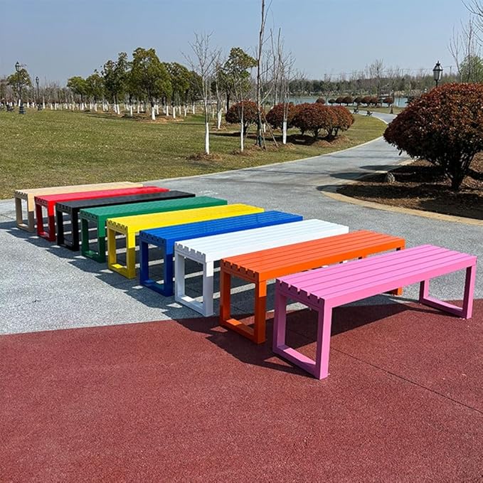 Outdoor Garden Bench,Metal Patio Bench,Weatherproof Backless Benches 2-Person Balcony Seat for Front Porch,Park,Backyard,Entryway 880 Lbs Weight(Blue,47.2 Inch)