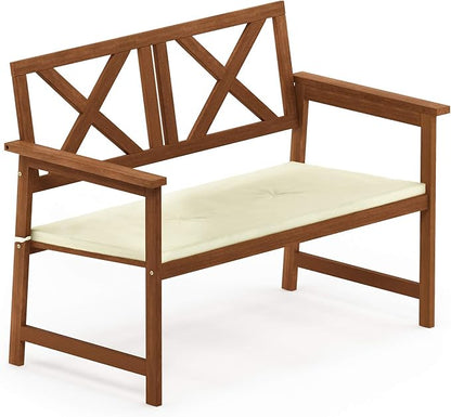 Furinno FG18113C Tioman Hardwood Outdoor Patio Furniture X-Back Bench Bench in Teak Oil, 1, Natural