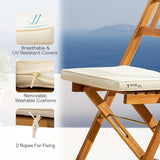 IDZO Serene Bistro Set – 2-Piece Foldable Acacia Wood Chairs with Cushions, FSC-Certified Durable Construction - Photo 4
