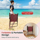 GYMAX Lawn Chair Folding, Webbed Beach Lounge Chairs Set with Highback - Photo 6