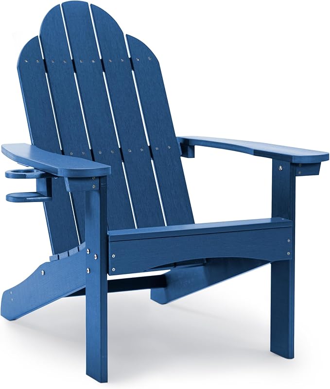 LUE BONA HDPS Adirondack Chairs Set of 6, Fire Pit Outdoor Chair Weather Resistant with Cup Holder - Photo 8