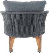 Outdoor Wooden Rocking Chair, Patio Rocking Chair with Soft Cushions & Wood Leg - Photo 5