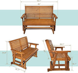 Fortune Candy Wooden Patio Glider with High Roll Back and Deep Contoured Seat, Solid Fir Wood, 2-Seater - Photo 2