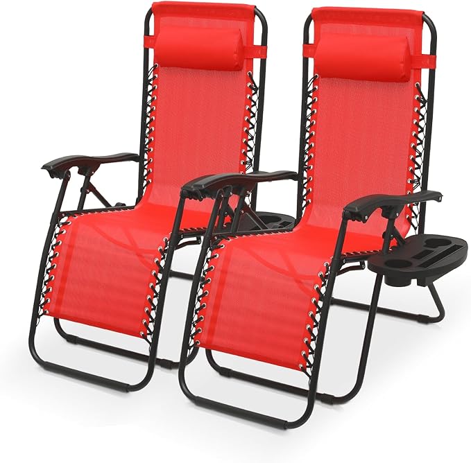 Athena Collection Zero Gravity Outdoor Lounge Chairs Set of 2 - Photo 1