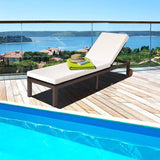 DORTALA Outdoor Pool Chaise Lounge Chair, Metal Rattan Lounger Recliner Chair W/Wheels - Photo 2