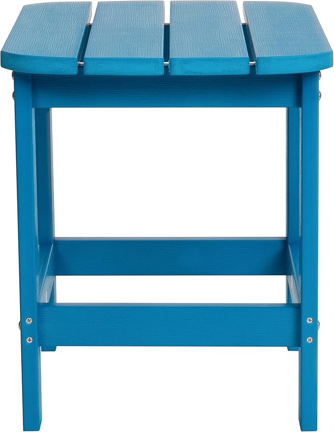 Flash Furniture Charlestown Tiered Commercial Poly Resin Adirondack Side Table - Blue - All-Weather - Indoor/Outdoor - Photo 6