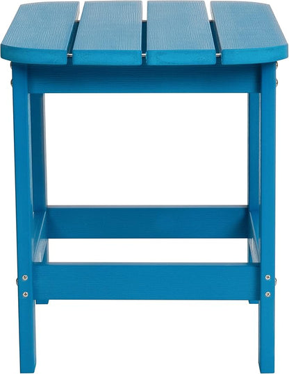 Flash Furniture Charlestown Tiered Commercial Poly Resin Adirondack Side Table - Blue - All-Weather - Indoor/Outdoor