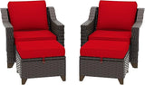 4 Pieces Patio Conversation Furniture Set - 2 Chairs with Ottomans Set of 2 - Photo 7