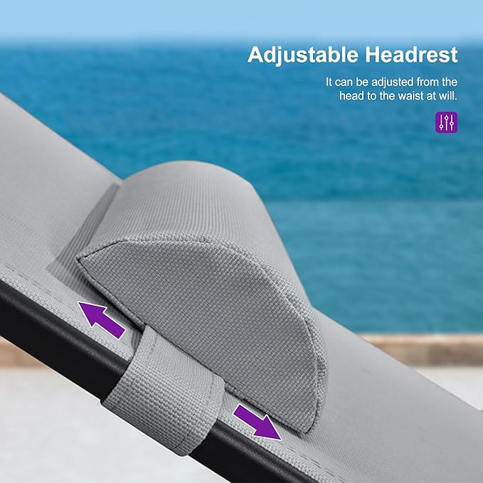 PURPLE LEAF Patio Oversized Chaise Lounge with 15FT Umbrella Outdoor Lounge Chair Beach Pool Sunbathing Lawn Lounger, Base and Side Table Included, Light Grey
