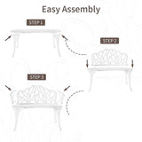 HOMEFUN Outdoor Bench, Patio Garden Benches Metal Loveseat Cast-Aluminum Outside Furniture for Park Lawn Front Porch - Photo 7