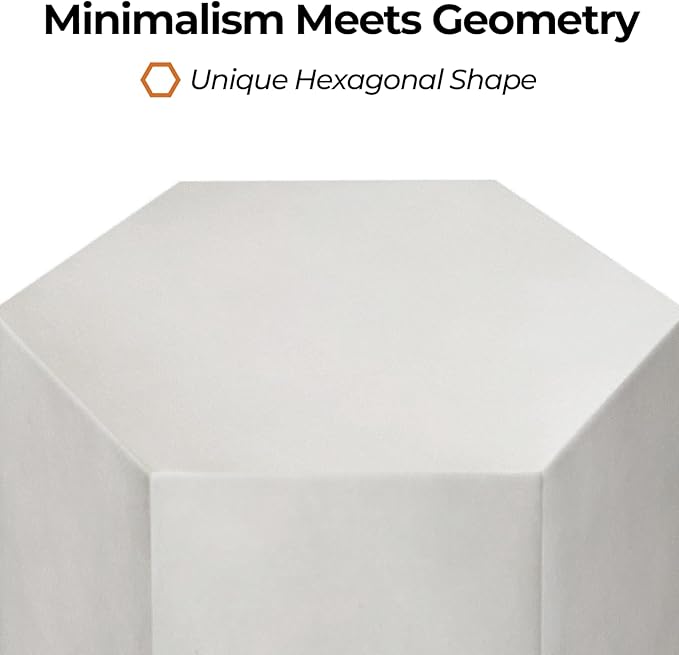 HOMPUS Concrete Side Table, Hexagon Outdoor Side Table, Modular Design Accent Table, Indoor Patio End Tables - Photo 5