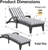 Chaise Lounge Chairs Set of 6, Upholstered 5-Positions Adjustable Pool Loungers, 80" Long Wicker Outdoor Lounge Chairs - Photo 8