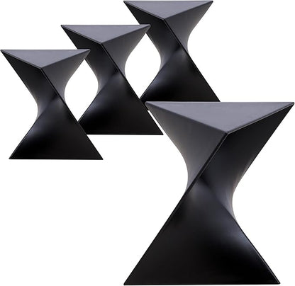 LeisureMod 15.75" Triangular Side Table, Stackable Plastic Accent End Table for Indoor & Outdoor Use, Weather-Resistant Modern Patio & Living Room Table, Set of 4, Black