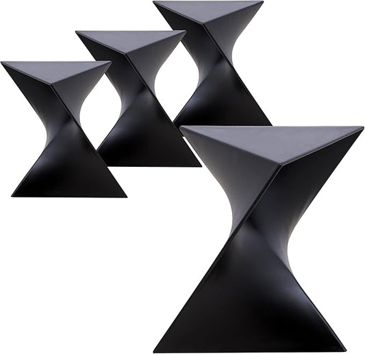 LeisureMod 15.75" Triangular Side Table, Stackable Plastic Accent End Table for Indoor & Outdoor Use, Weather-Resistant Modern Patio & Living Room Table, Set of 4, Black