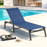 Aluminum Chaise Lounge Chair Outdoor, Foldable & Assembly Free Outdoor Lounge Chair with 5 Position Adjustable Backrest - Photo 2