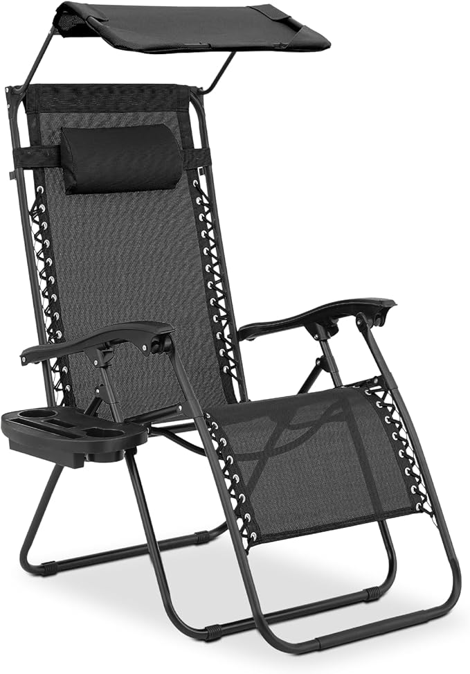 MoNiBloom Zero Gravity Chair with Canopy Shade, Patio Anti Gravity Recliner - Photo 1