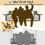 3 Seat Porch Swing, Patio Swing Bench with Cup Holders & 3 Back Cushions - Photo 3
