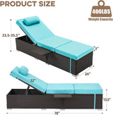 Outdoor Chaise Lounge with Adjustable Backrest Set of 2, 6-Position Reclining Lounger Pool Chair - Photo 2