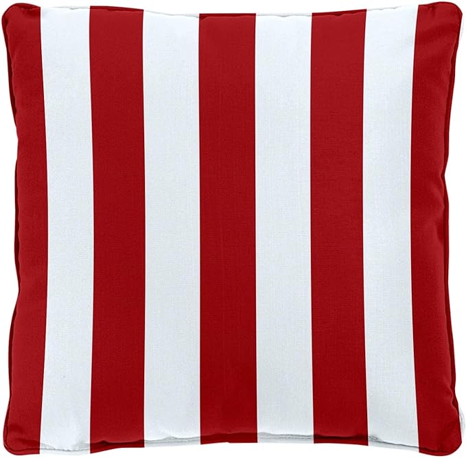 BrylaneHome 20" Square Throw Pillow - Patio & Outdoor - Water, Stain & Fade Resistant - Classic Red Cabana - Photo 1