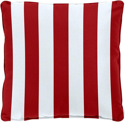 BrylaneHome 20" Square Throw Pillow - Patio & Outdoor - Water, Stain & Fade Resistant - Classic Red Cabana