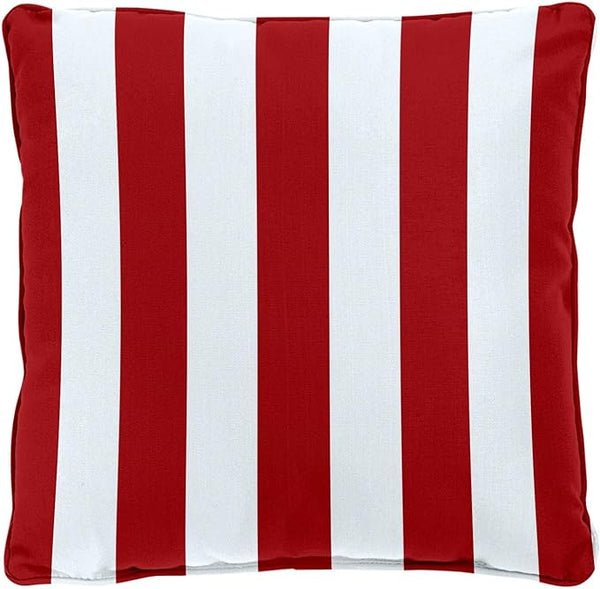 BrylaneHome 20" Square Throw Pillow - Patio & Outdoor - Water, Stain & Fade Resistant - Classic Red Cabana - Photo 1