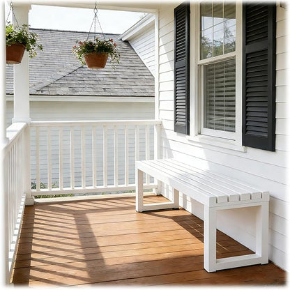 Outdoor Garden Bench, 2-Person Metal Patio Benches Weatherproof Outside Backless Bench 3.3ft 3.9ft 4.9ft 5.9ft Front Porch Seat Outdoor for Park, Yard, Lawn and Backyard Outside Chair(White,3.93ft)