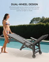 Carauci Lounge Chair Outdoor Set of 4, HDPE Chaise Lounge with Wheels - Photo 6