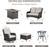 Belord Patio Furniture Set with Fire Pit Table, 8 Piece Wicker Outdoor Furniture Set - Photo 2