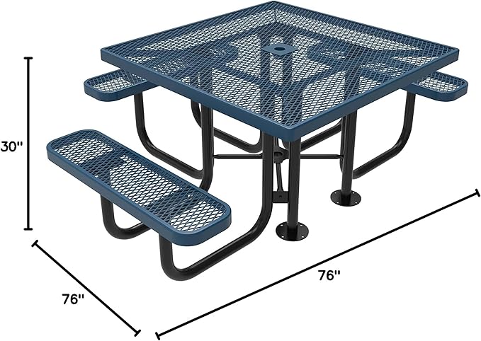 COATEDOUTDOORFURNITURE Heavy-Duty Portable ADA-Compliant Outdoor Picnic Table with Umbrella Hole - Photo 2