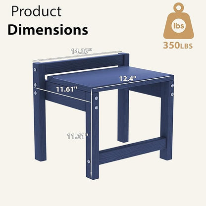 Stackable HDPE Foot Stool - All-Weather Indoor/Outdoor Seating for Patio, Living Room & Bathroom, Waterproof Windproof Heavy-Duty High-Density PE Step Stool, 4 Sets, Navy