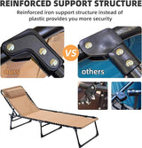 Patio Lounge Chair 2 PCS Folding Chaise Bed - Heavy-Duty 400lb Capacity Portable Adjustable Recliner w/Pillow for Pool - Photo 4