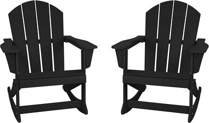 WO WESTIN OUTDOOR HDPE Laguna Outdoor Rocking Poly Adirondack Chair (Set of 2), Teak