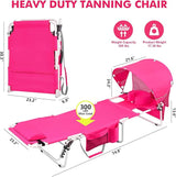 Tanning Chair with Sun Canopy Face Hole Softer Padded Adjustable Washable - Photo 2