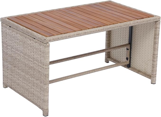 Quarte 3 Piece Outdoor Patio Wicker Sectional Sofa,L-Shaped Seating Group Conversation Sets with Acacia Wood Table for Porch Lawn Garden Backyard Poolside