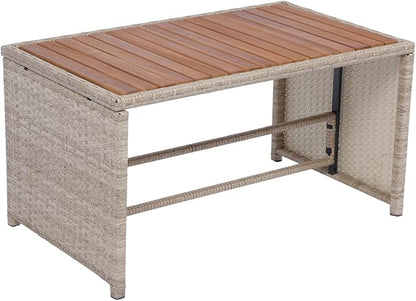 Quarte 3 Piece Outdoor Patio Wicker Sectional Sofa,L-Shaped Seating Group Conversation Sets with Acacia Wood Table for Porch Lawn Garden Backyard Poolside