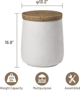 COSIEST Drum End Table Cylinder Shaped Concrete Side Table Faux-Wood Top - Photo 2