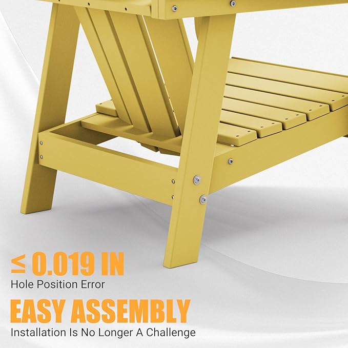 PROHIKER Adirondack Chair Set of 2, HDPE Outdoor Patio Chair with Cup Holder All Weather Outdoor Chairs for Lawn Garden Porch Backyard, Plastic, Yellow