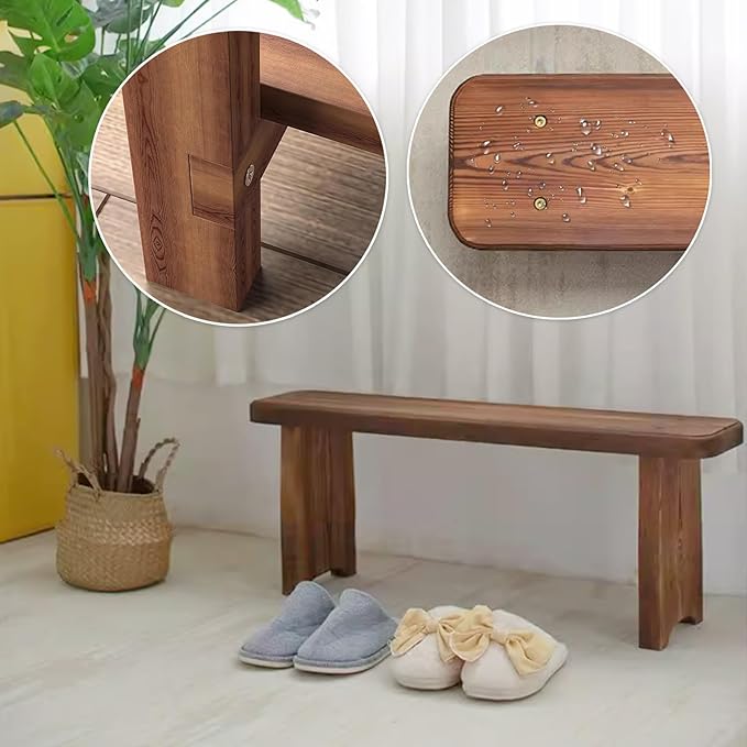 24-59inch Garden Benches for Outdoors, Wooden Bedroom Bed Bench, Indoor Flower Pot Display Rack for Entryway, Living Room, Garden, Patio, Porch, Deck(L24xW7.9xH5.9inch)