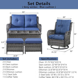 Belord 6 Piece Wicker Patio Furniture Set, Outdoor Swivel Rocker Chairs Set of 2 with Ottomans and Loveseat - Photo 9