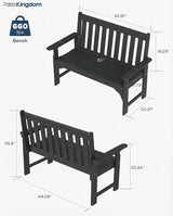 HDPE Garden Bench, All Weather 2-Person Outdoor Benches, Rust Free & Fade Resistant Patio Benches for Garden, Porch - Photo 2