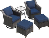 5 Pieces Patio Conversation Furniture Set - Swivel Chairs with Ottomans Set of 2, 1 Side Table - Photo 9