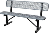 6 Feet Steel Park Bench for Outside, Outdoor Bench with Backrest & Portable Frame, Commercial Benches for Shopping Malls - Photo 1