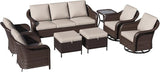 8 Piece Patio Wicker Conversation Set, All-Weather Use Outdoor Wicker Sofa with 2 PE Rattan Ottomans, 2 Chair - Photo 8