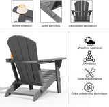 Folding Adirondack Chairs with Cup Holders, Set of 4 HDPE Plastic Outdoor Chairs, Weather Resistant, Real Wood Look - Photo 8
