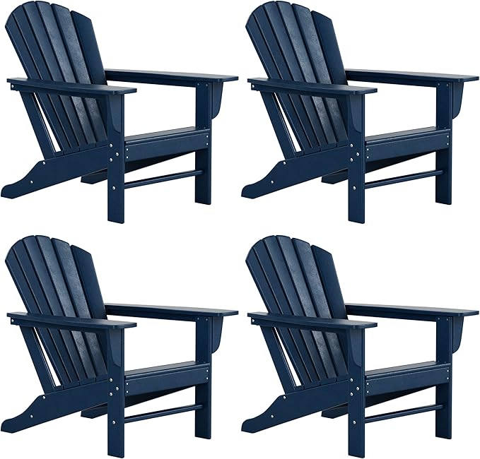 WestinTrends Dylan Outdoor Adirondack Chair (Set of 4), Navy Blue