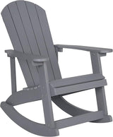 Flash Furniture Set of 2 Savannah Adirondack Rocking Chairs - Commercial Grade All-Weather Gray Poly Resin Wood - Photo 9