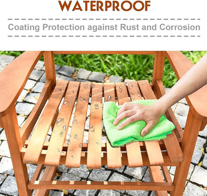 Giantex Set of 2 Porch Rocking Chair Outdoor and Indoor Use, Solid Eucalyptus Wood Rocker with Natural Finish, Front Porch Chairs for Patio Deck Garden, Wooden Rocking Adirondack Chair Set
