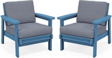 SERWALL HDPE Outdoor Couch Set of 2, Blue Frame and Grey Cushion - Photo 1