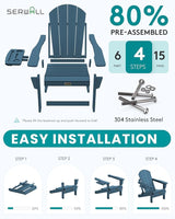 SERWALL Folding Adirondack Chair, Patio Adirondack Chairs with 4 in 1 Cup Holder, Weather Resistant Patio Chair - Photo 3